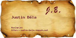 Justin Béla névjegykártya